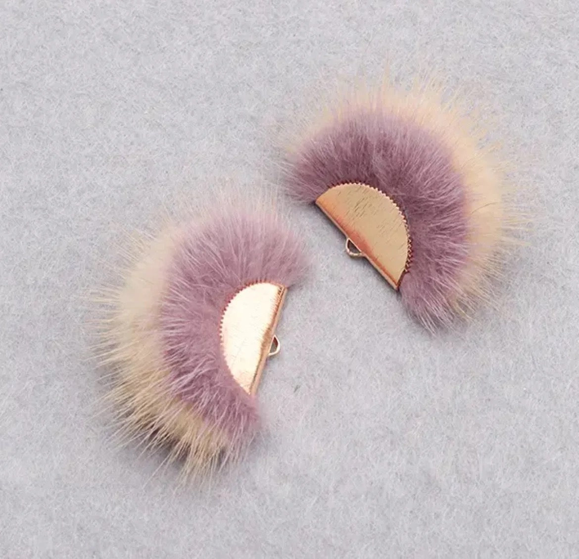 Gold Plated Mink Fur Connector Pieces - 17 Colours!