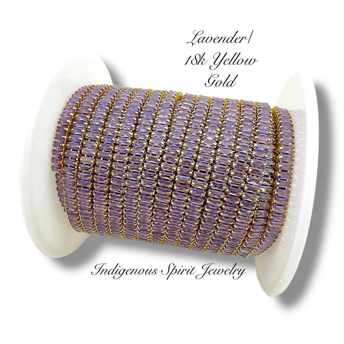Lavender/18k Yellow Gold Plated Baguette Cubic Zirconia Banding