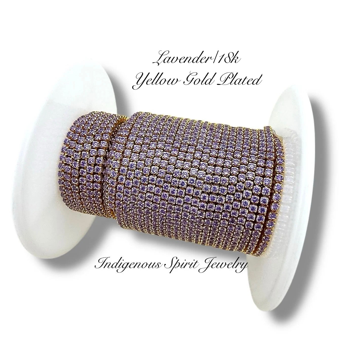 Lavender/18k Yellow Gold Plated Square Micro Cubic Zirconia Banding