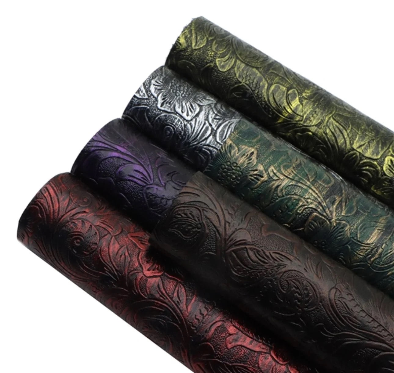 COLLECTION - Metallic Fancy Flower Faux Leather Backing