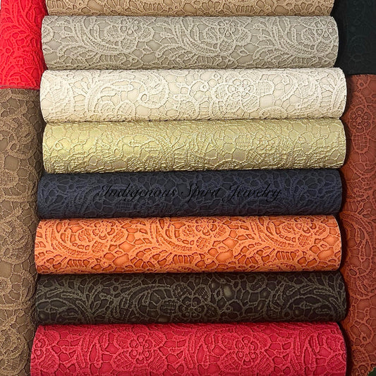 COLLECTION - Embossed Lace Faux Leather Backing (21 colours)