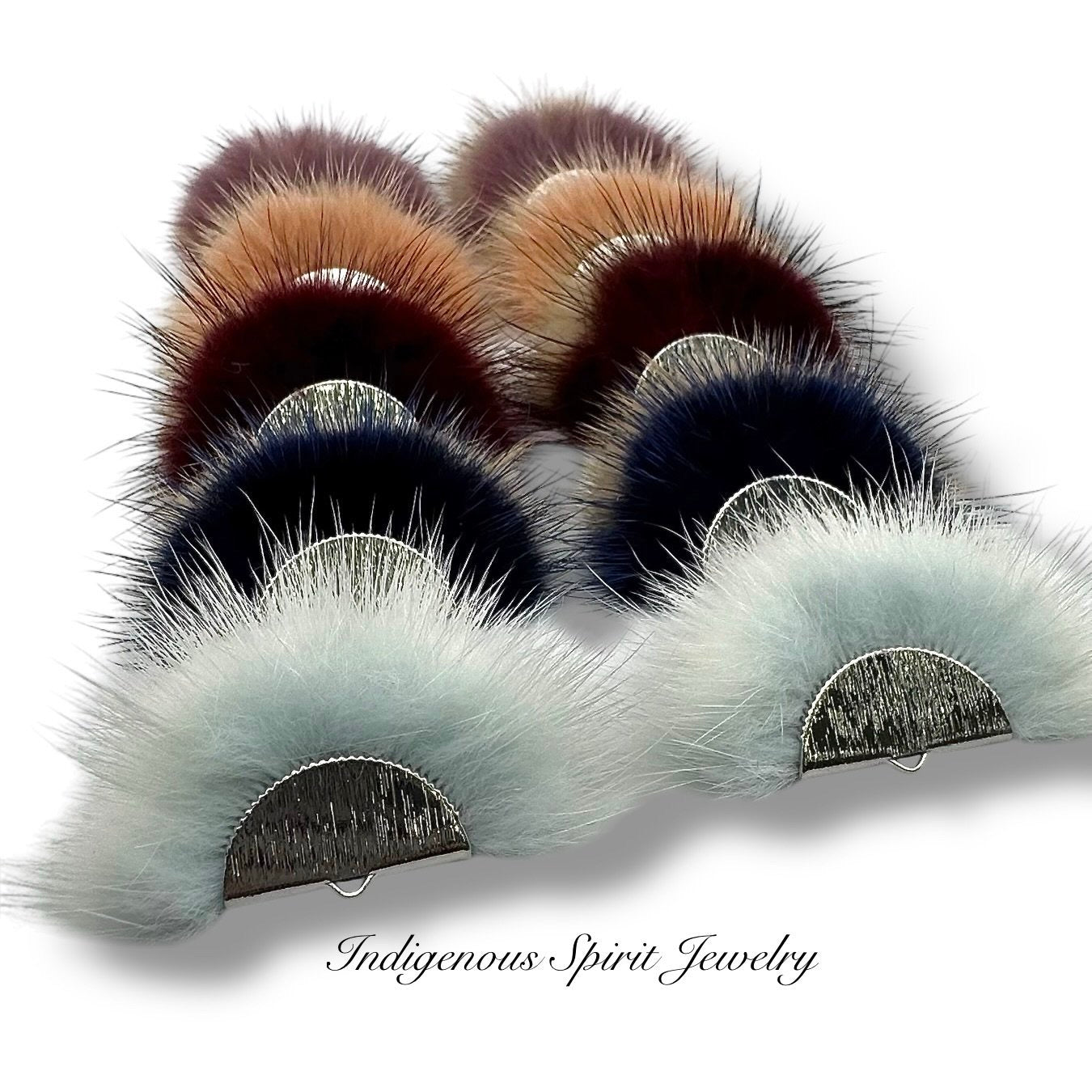 Silver Plated Mink Fur Connector Pieces - 17 Colours!