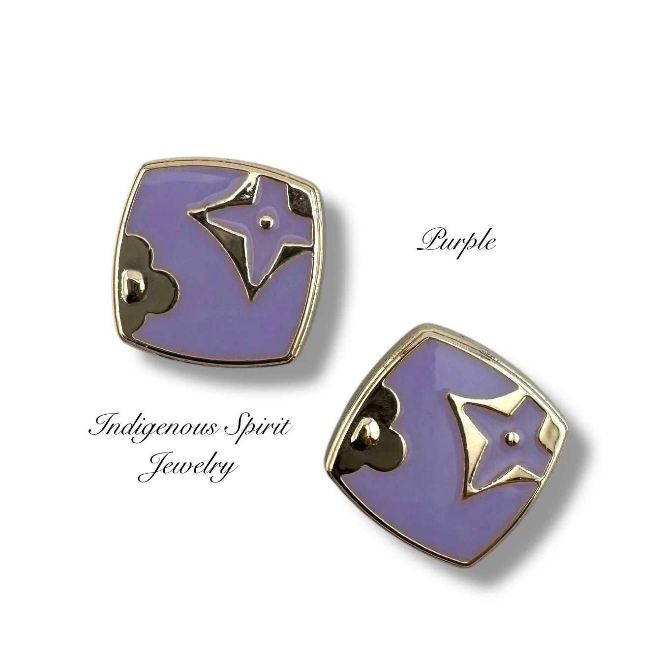 Square Shaped Cabochons with Gold Embossed Designs