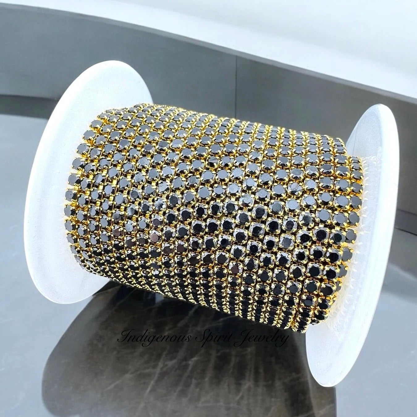 Black/18k Yellow Gold Plated SS8 Cubic Zirconia Banding