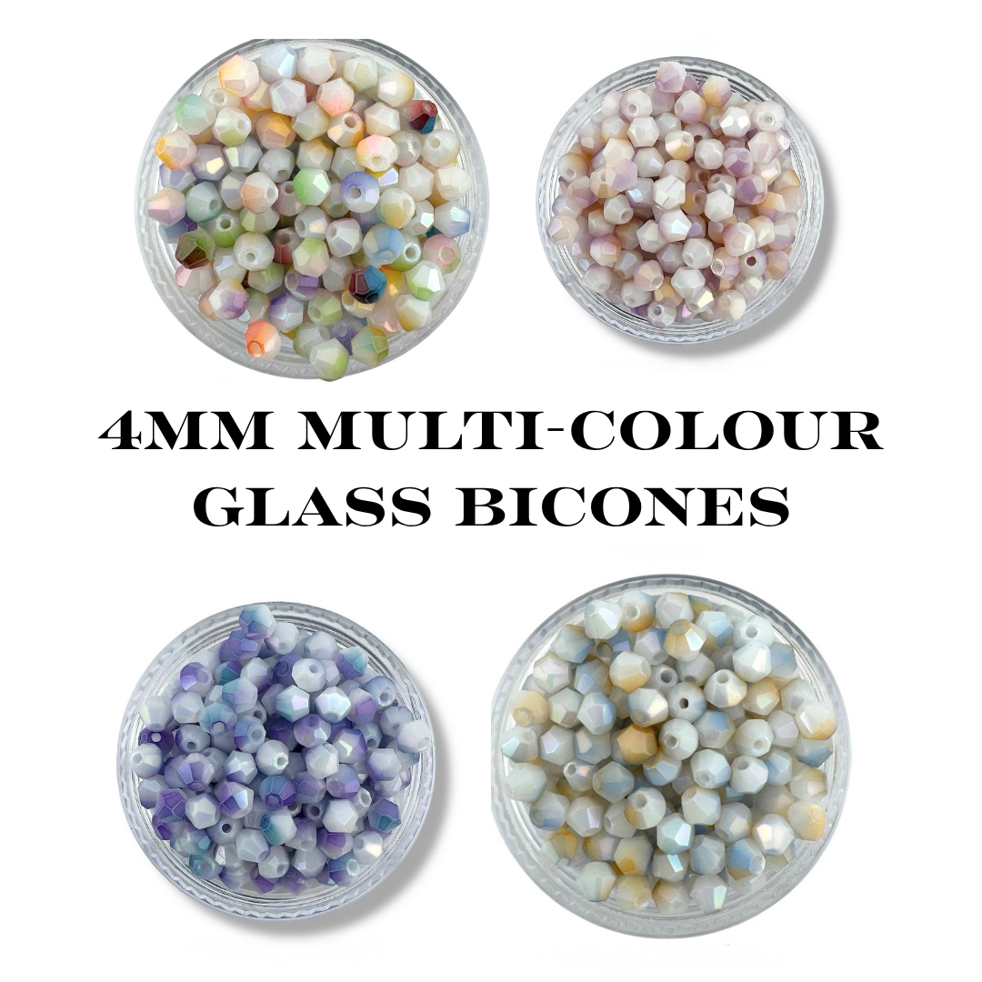 4mm Multi-Coloured Glass Bicones