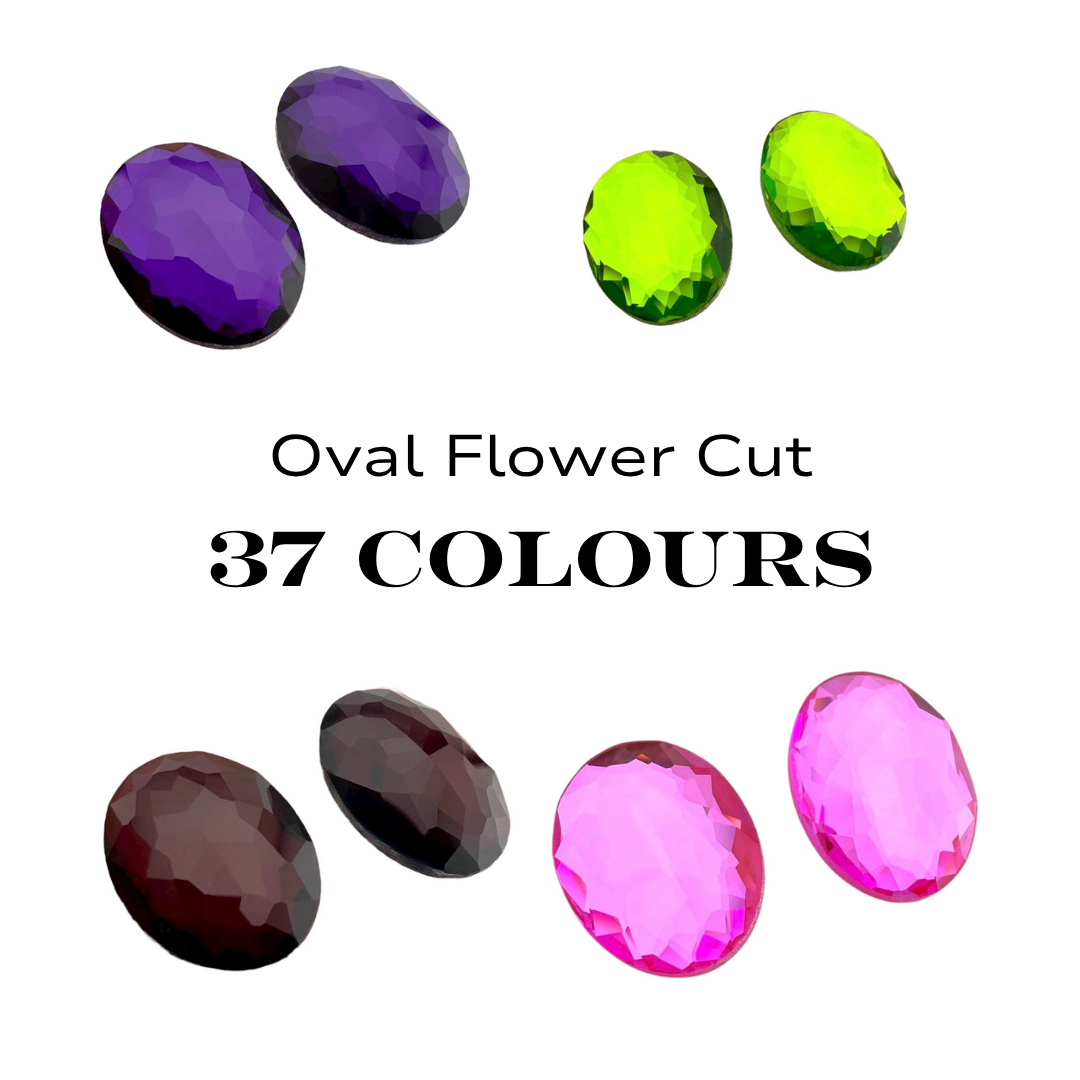 COLLECTION - Oval Flower Cut K9 Crystal Cabochons