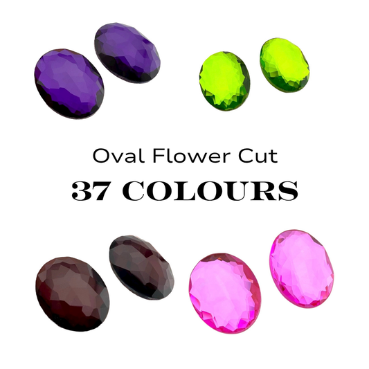 COLLECTION - Oval Flower Cut K9 Crystal Cabochons