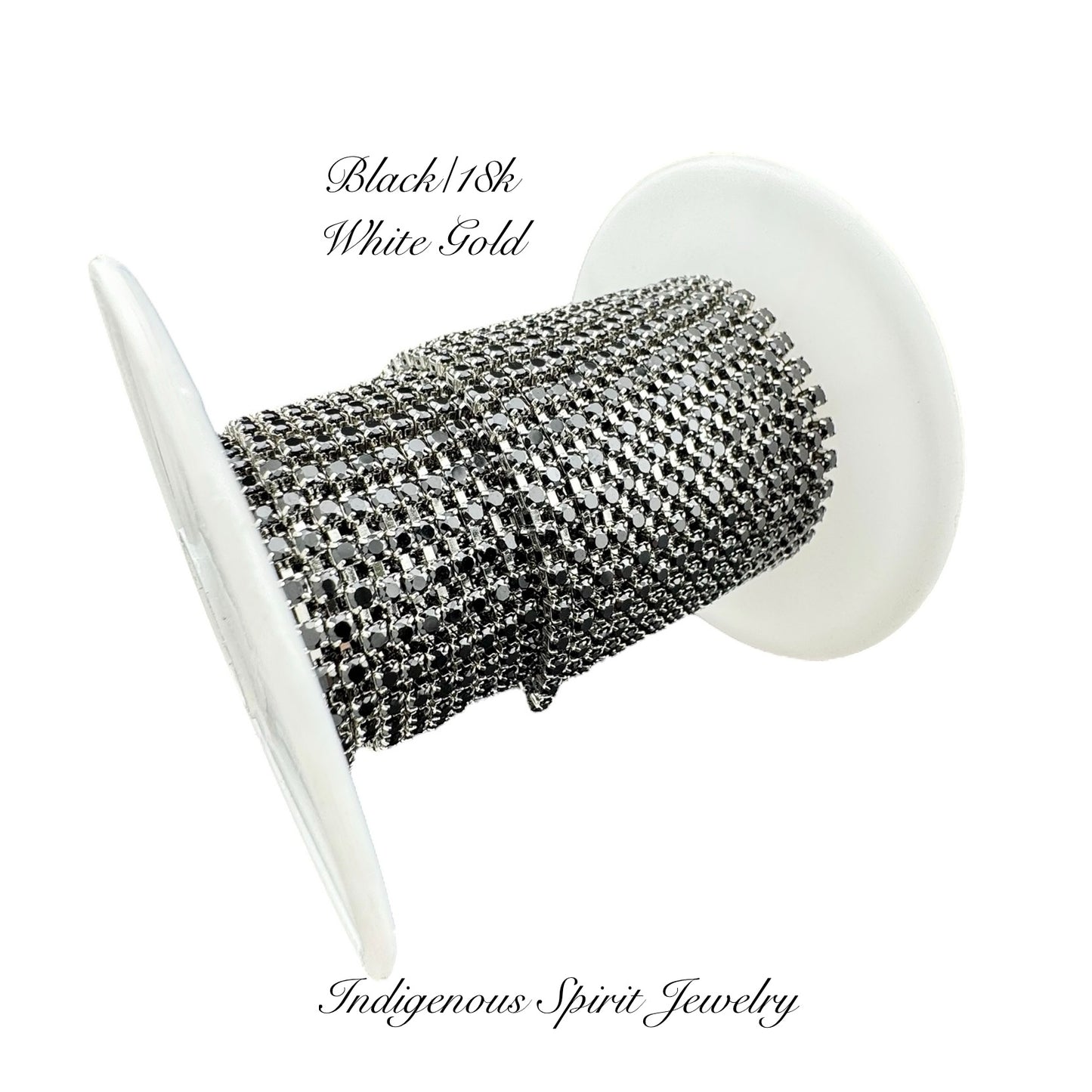 Black/18k White Gold SS6 Circle Style Cubic Zirconia Banding