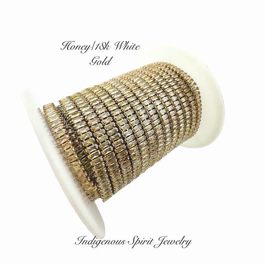 Honey/18k White Gold Plated Baguette Cubic Zirconia Banding