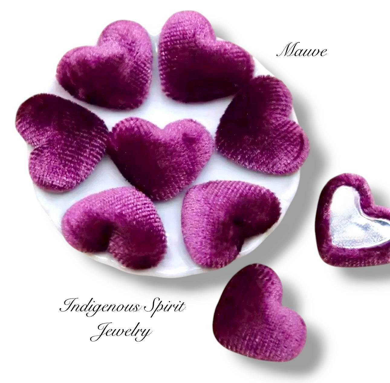 Velvet Heart Shaped Cabochons