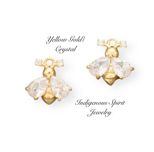 18k Gold Rhodium Plated Bee Charms with Zircon Crystals