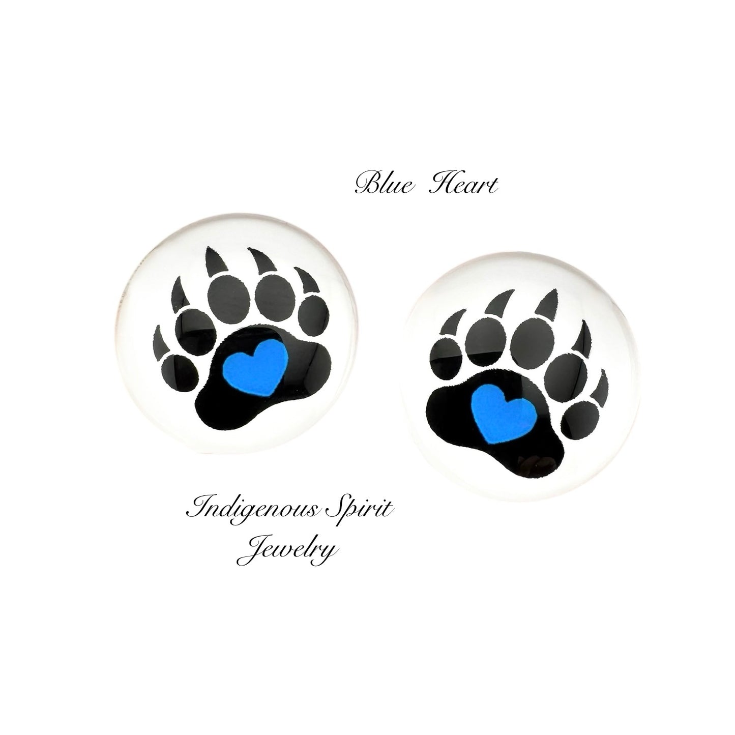 18mm Bear Paw with Hearts Glass Cabochons