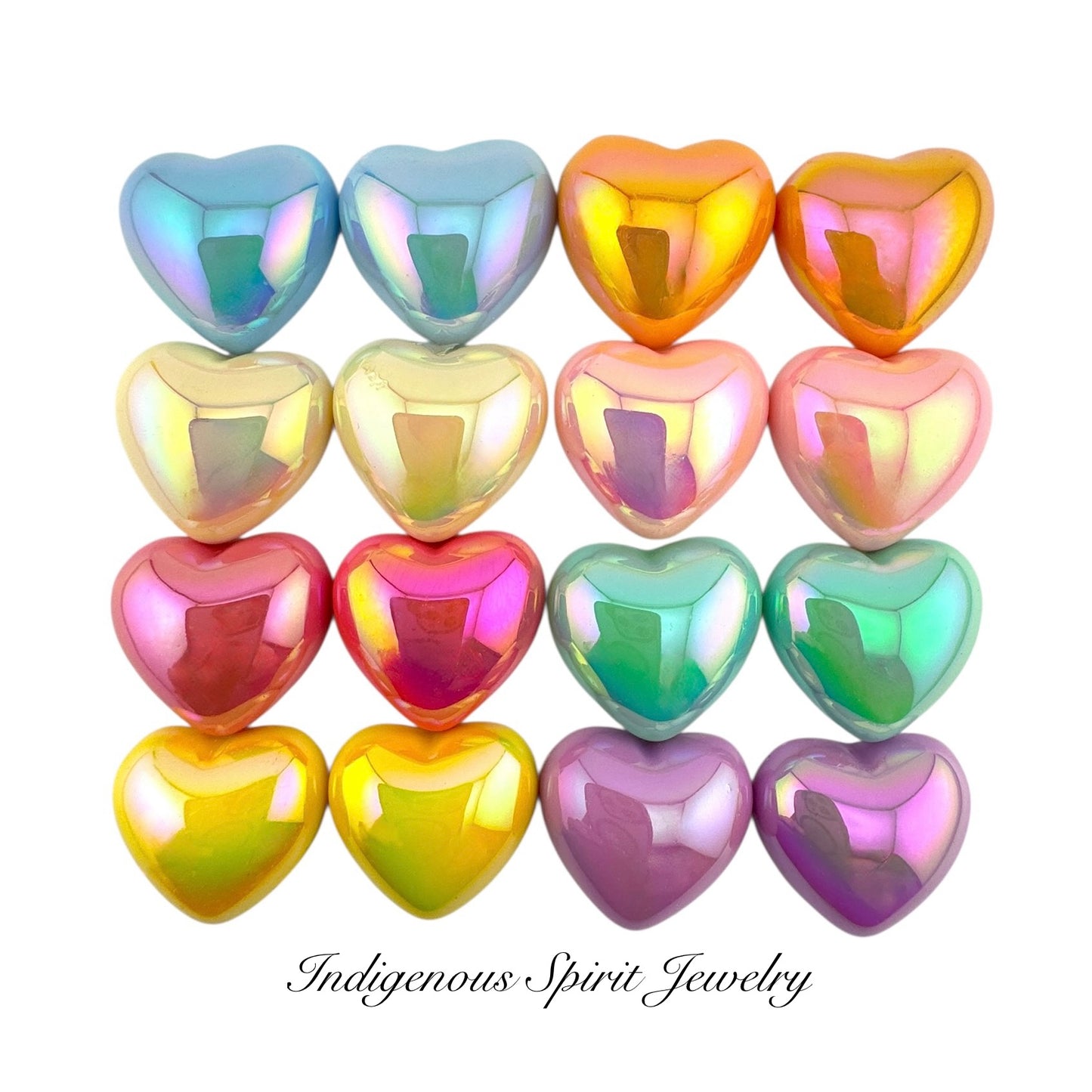 Holographic Heart Shaped Cabochons