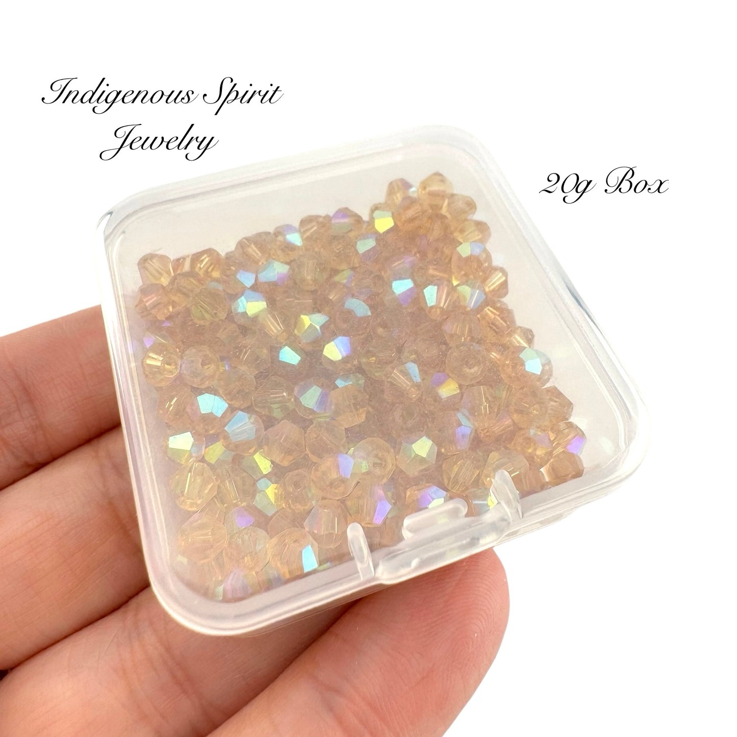 4mm Transparent Topaz AB Fancy Glass Bicone Bead 20g box