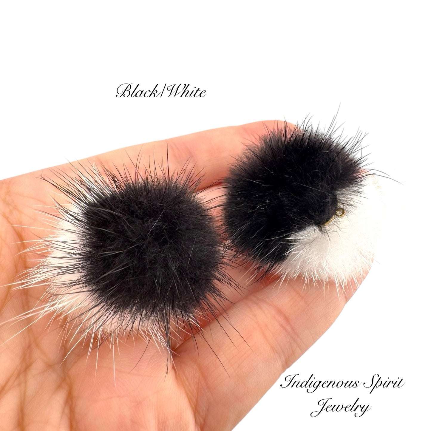 2 colour - Mink Fur Balls with Connectors