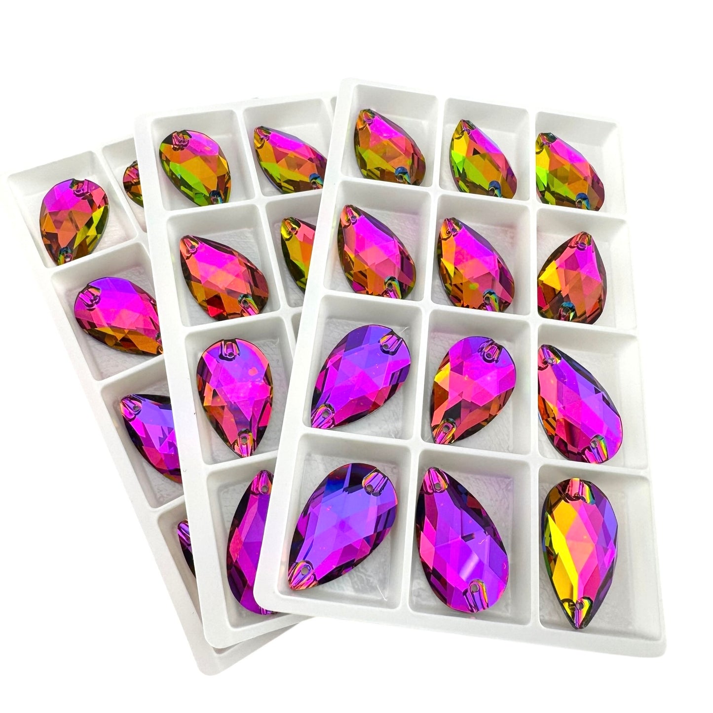 Imperfect Wholesale Box (regular $76.20 value) - 17mm x 28mm Teardrop K9 Crystal Sew-on Cabochons