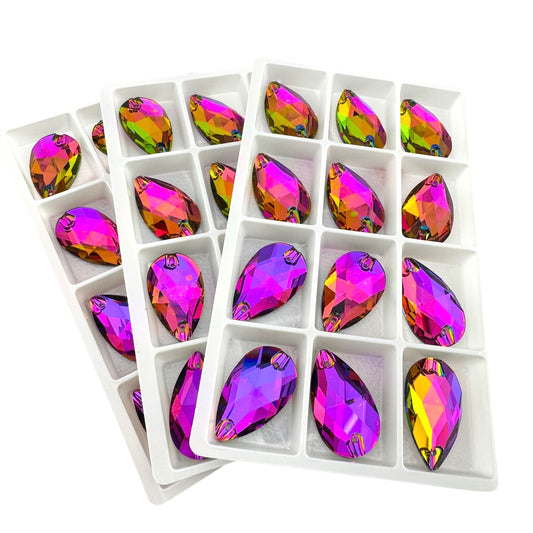 Imperfect Wholesale Box (regular $76.20 value) - 17mm x 28mm Teardrop K9 Crystal Sew-on Cabochons