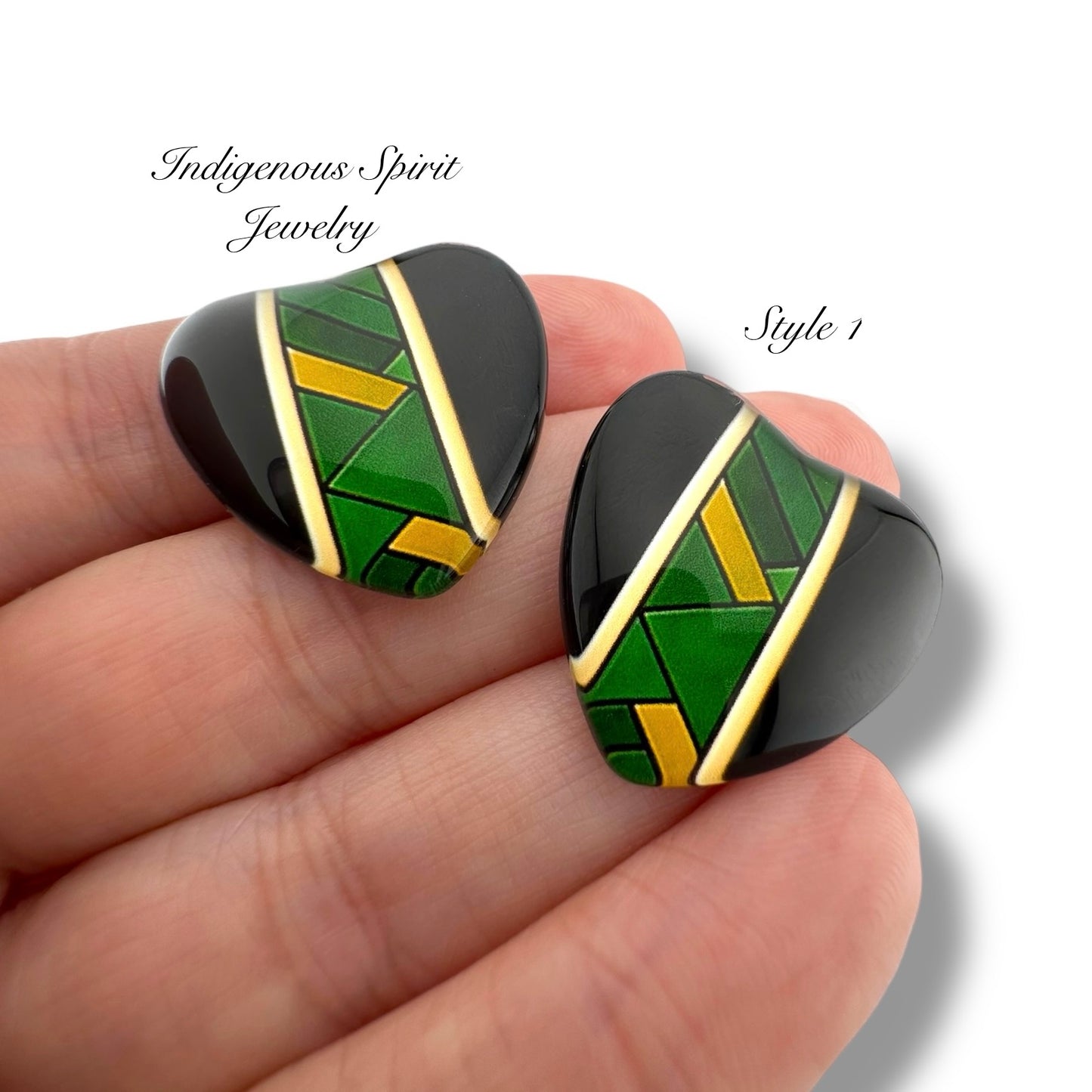 Slab Inlay Inspired Glass Heart Cabochons - Set 2