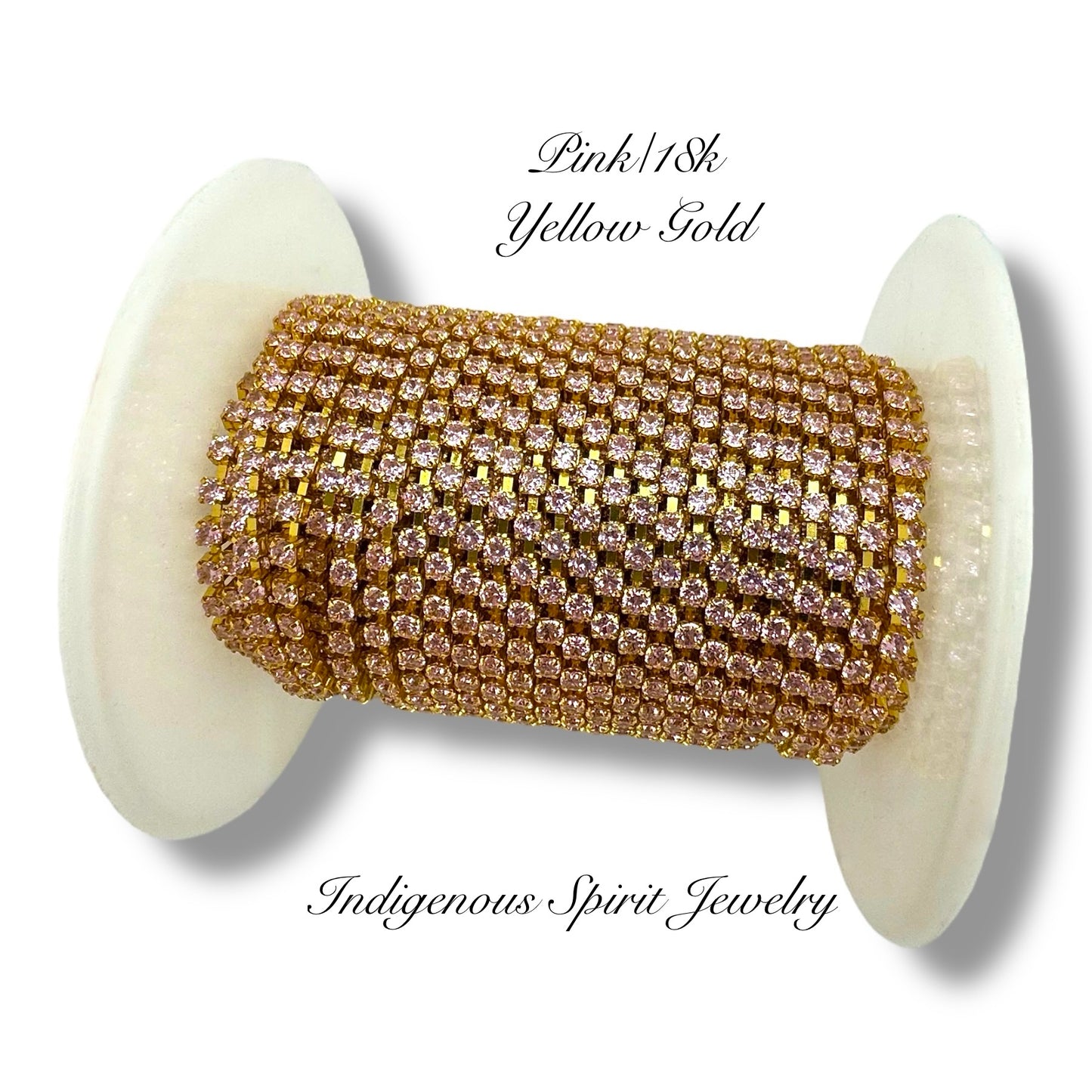 Pink/18k Yellow Gold SS6 Circle Style Cubic Zirconia Banding