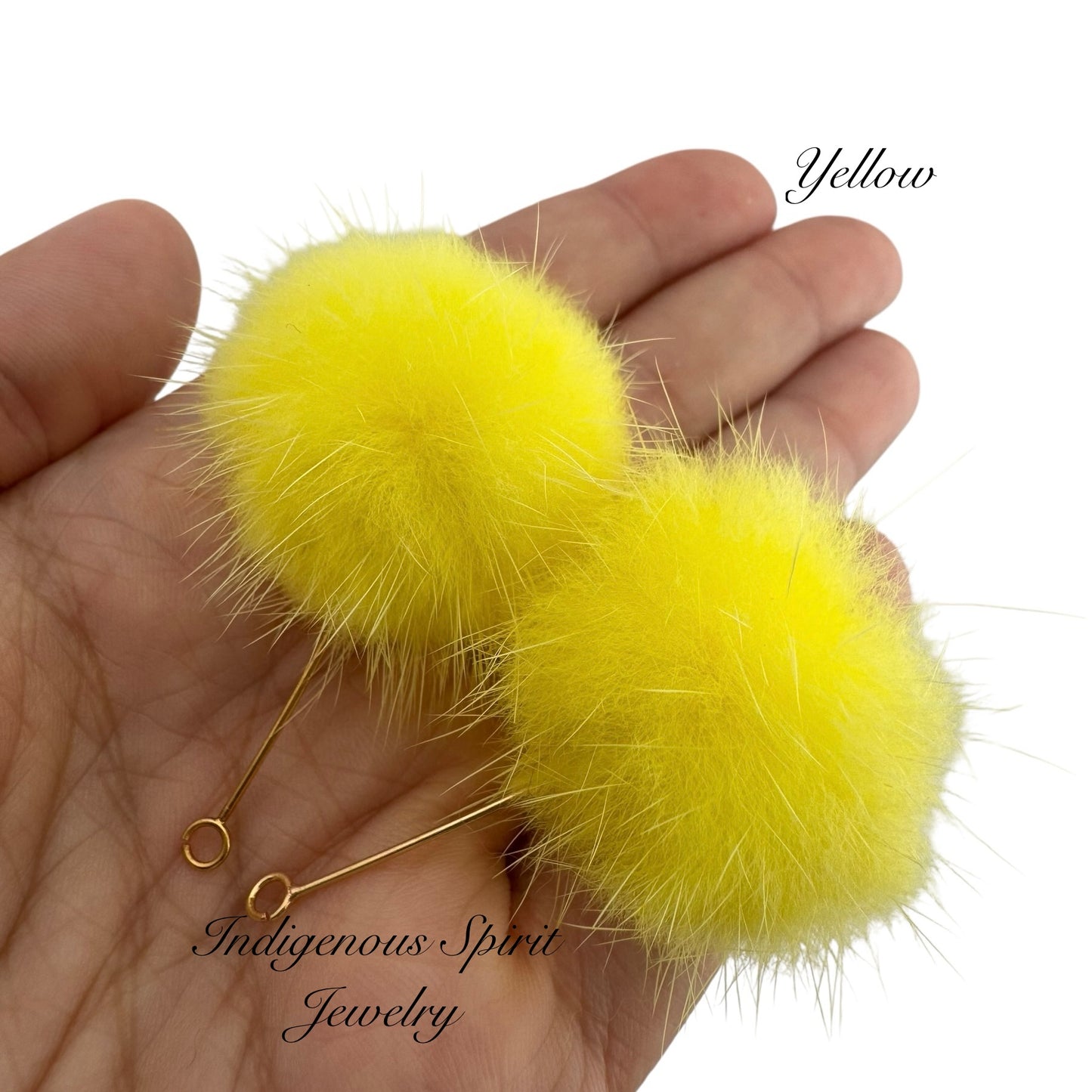 Mink Fur Balls on Long Eye Pins