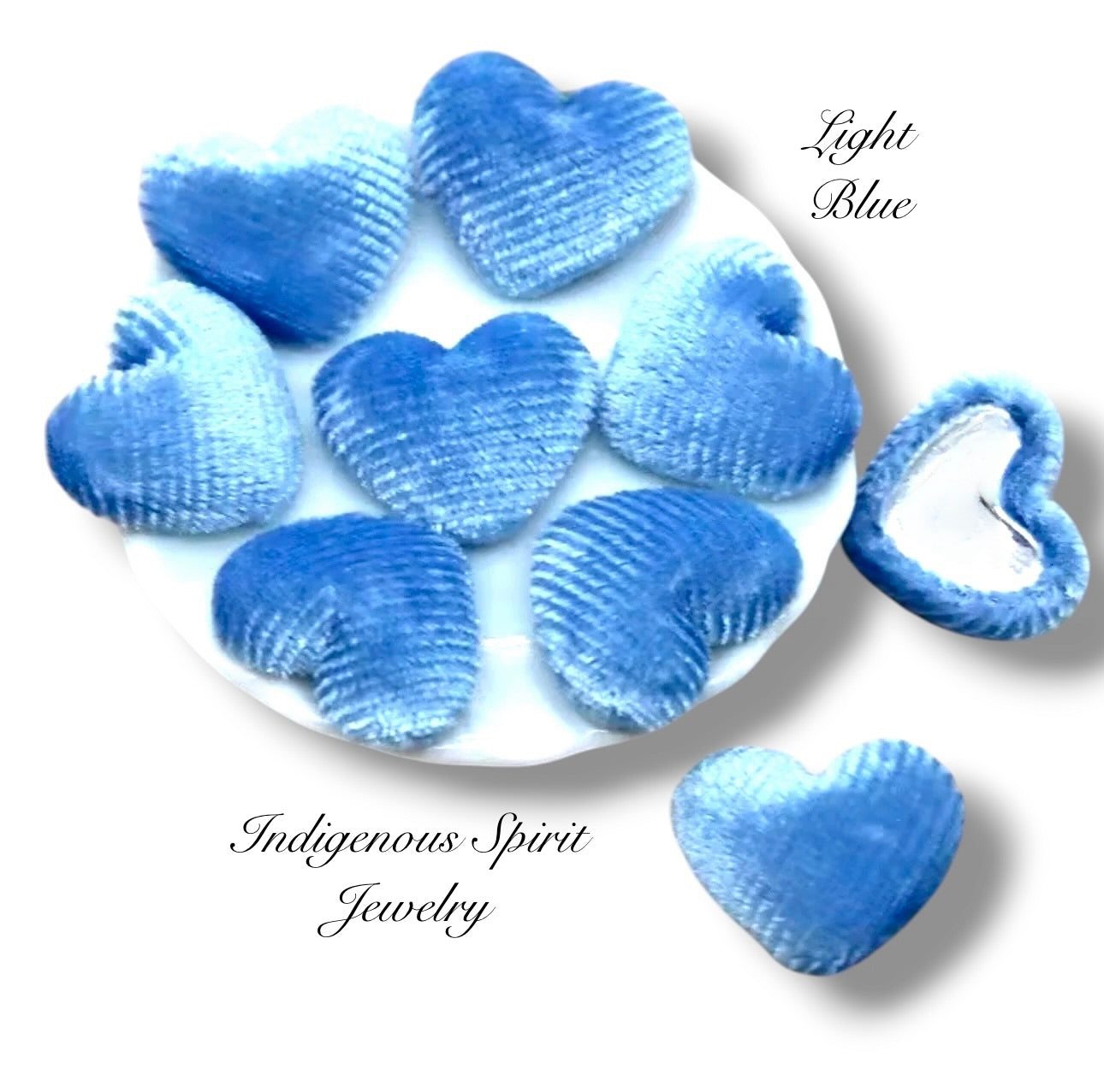 Velvet Heart Shaped Cabochons