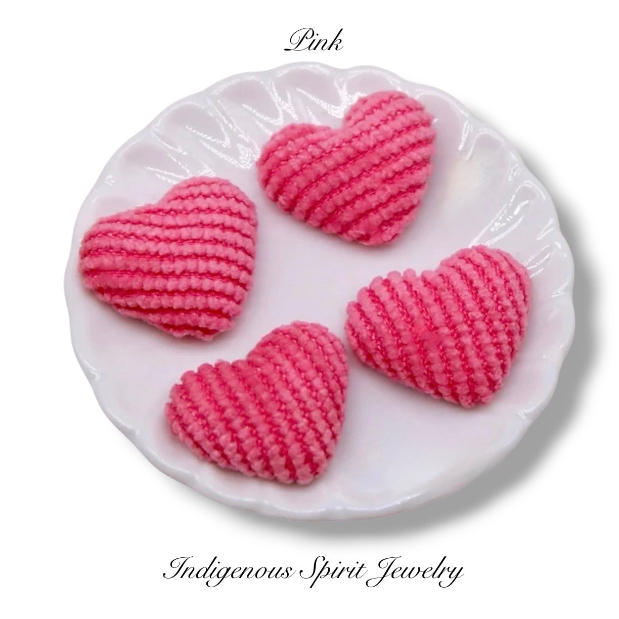 Corduroy Heart Flat Back Cabochons