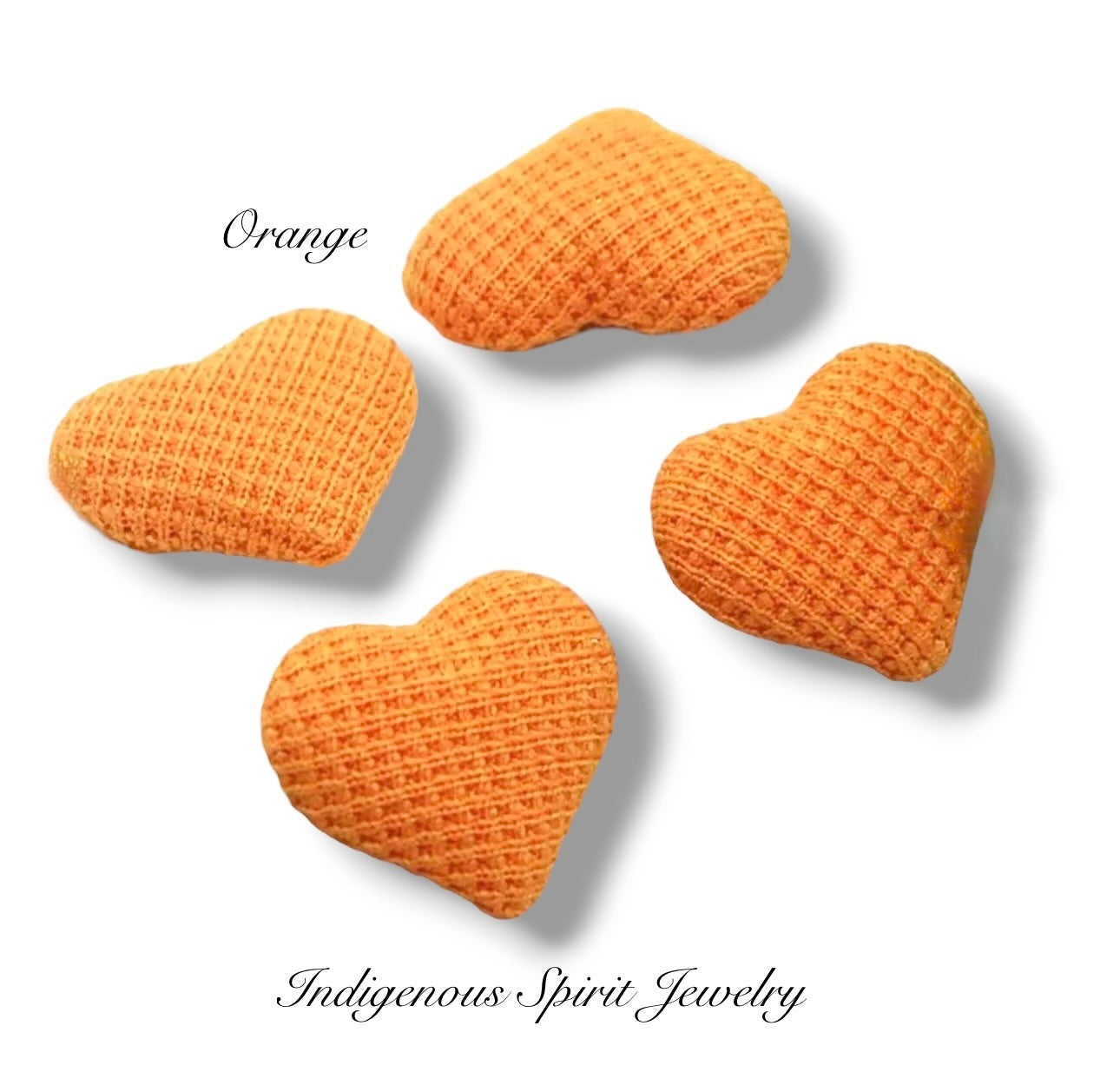 Embossed Plain Plaid, Heart Shaped Fabric Covered Cabochons