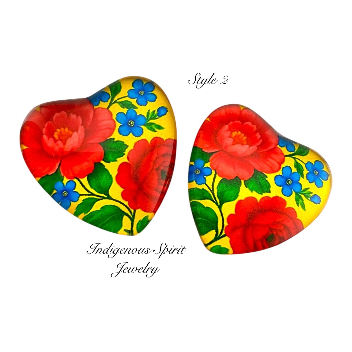 Kokum Scarf Glass Heart Cabochons