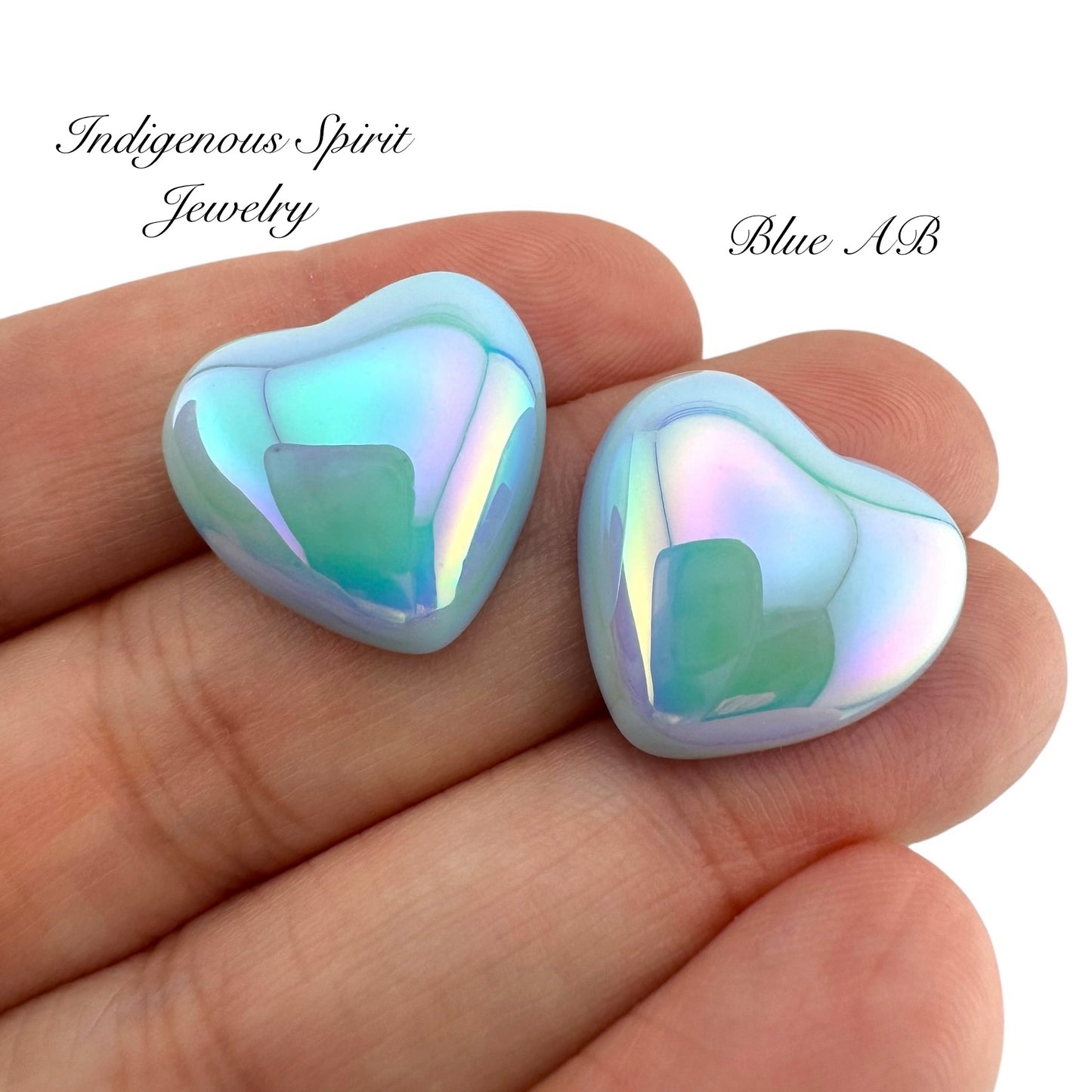 Holographic Heart Shaped Cabochons