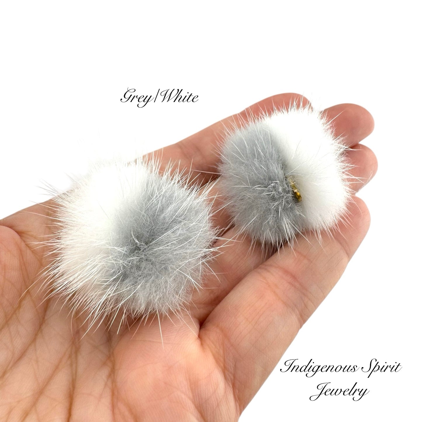 2 colour - Mink Fur Balls with Connectors