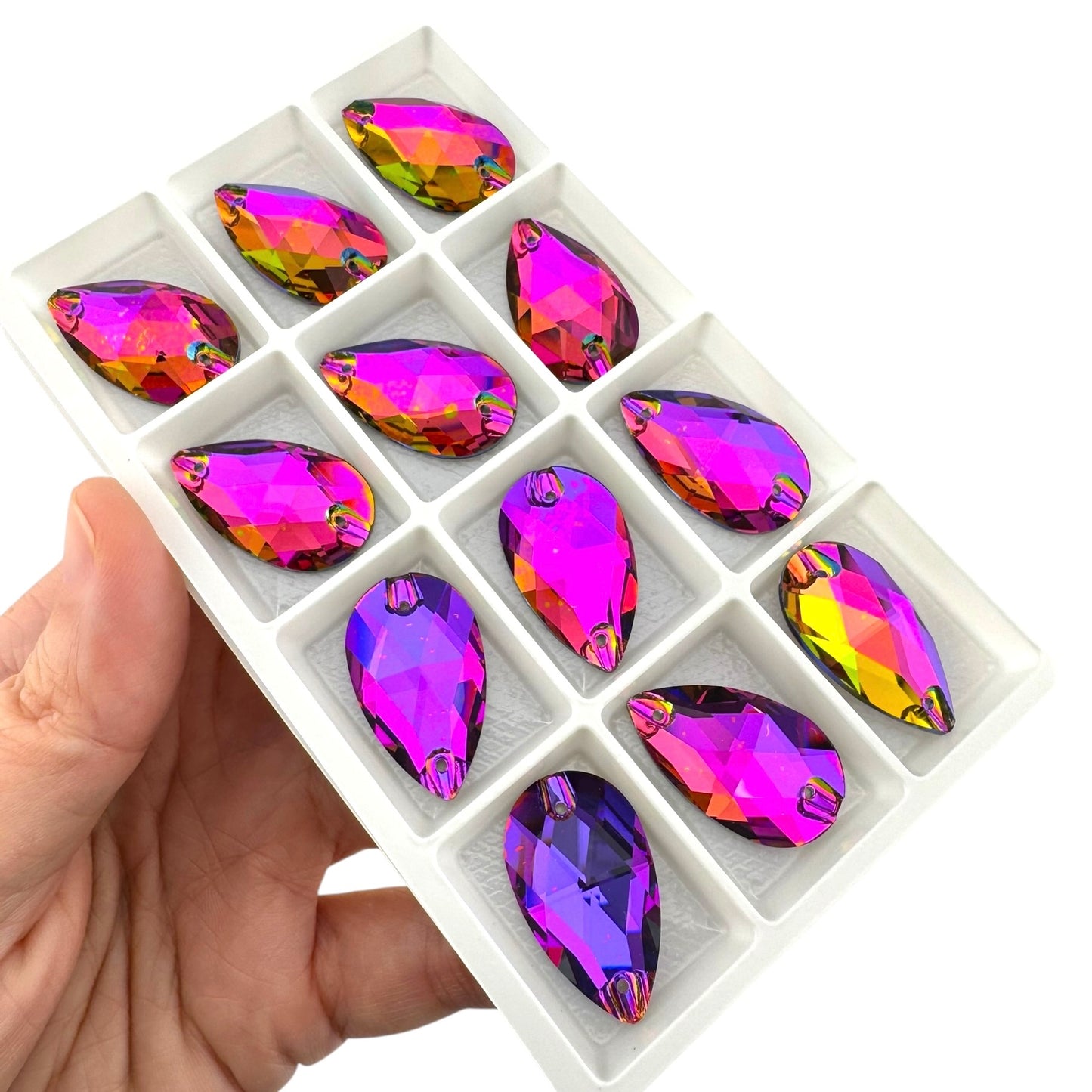 Imperfect Wholesale Box (regular $76.20 value) - 17mm x 28mm Teardrop K9 Crystal Sew-on Cabochons