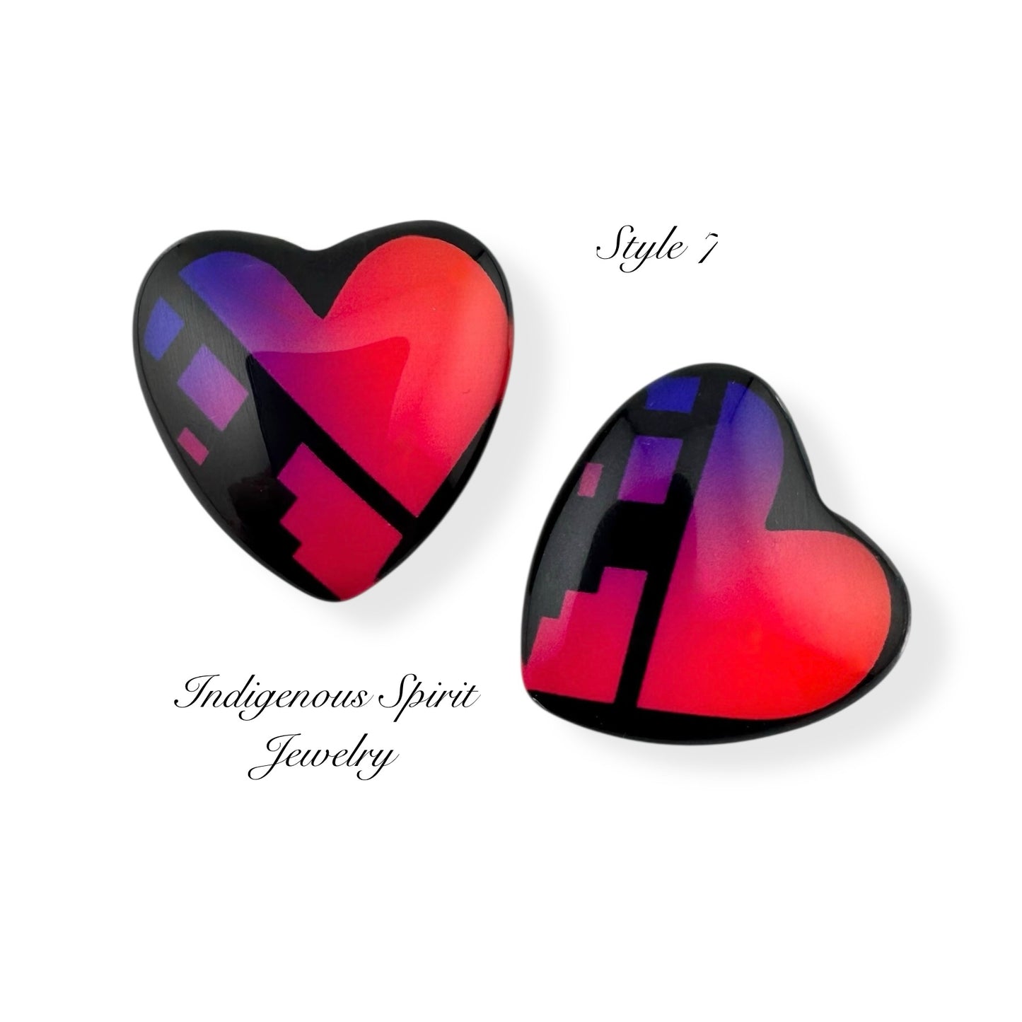 Limited edition - Slab Inlay Inspired Glass Heart Cabochons (clearance)