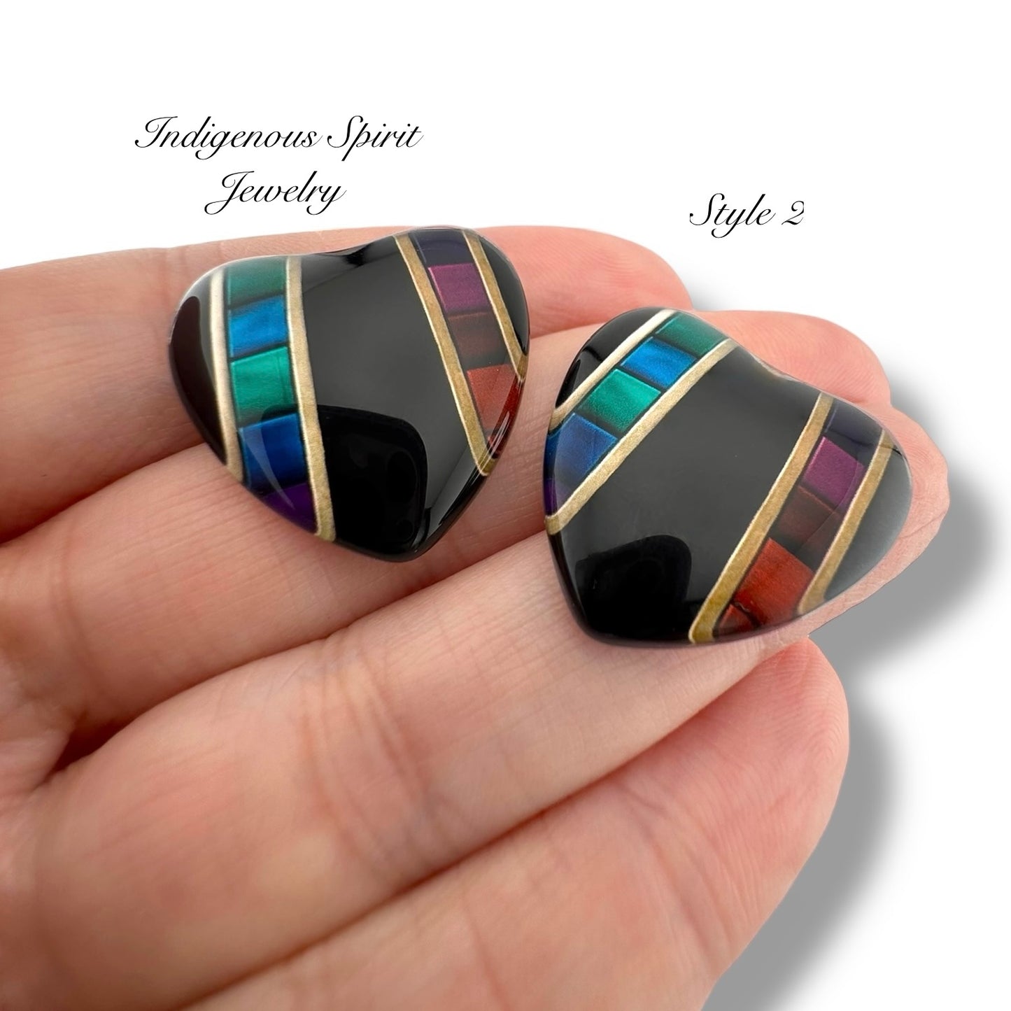 Slab Inlay Inspired Glass Heart Cabochons - Set 2
