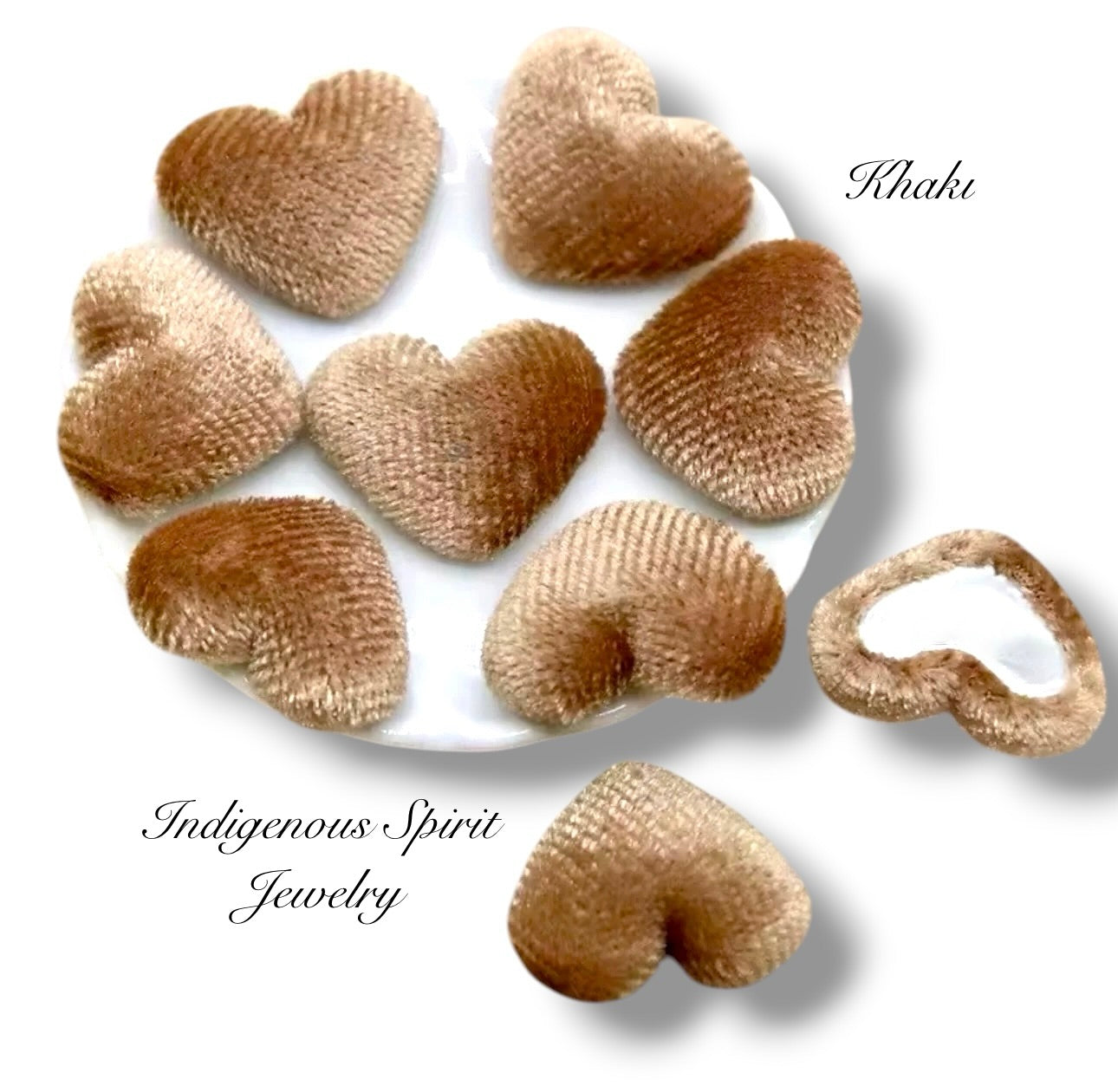Velvet Heart Shaped Cabochons