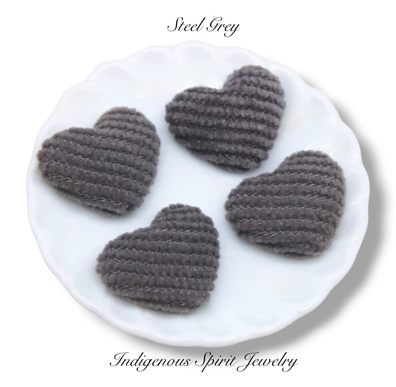 Corduroy Heart Flat Back Cabochons