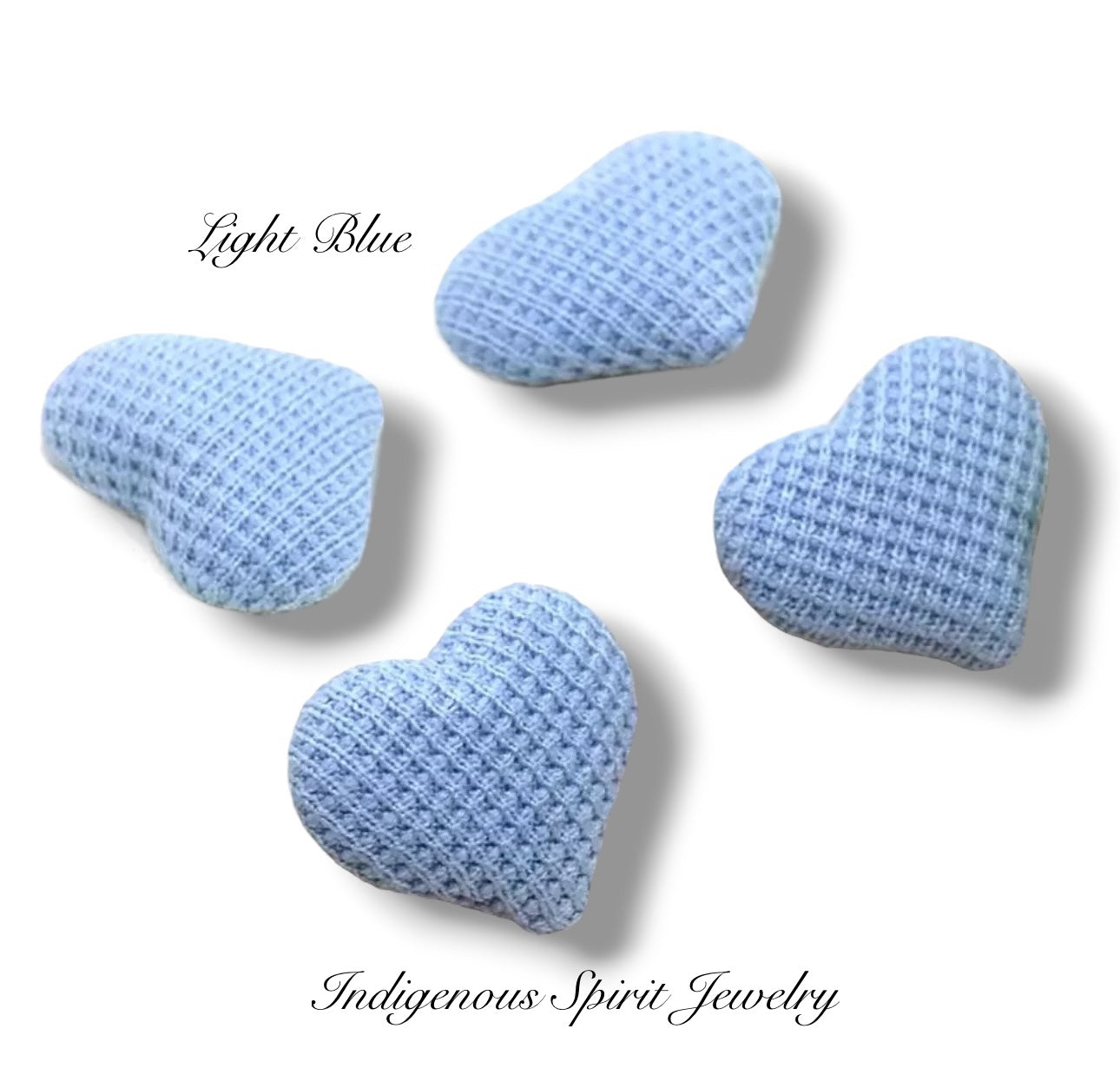 Embossed Plain Plaid, Heart Shaped Fabric Covered Cabochons