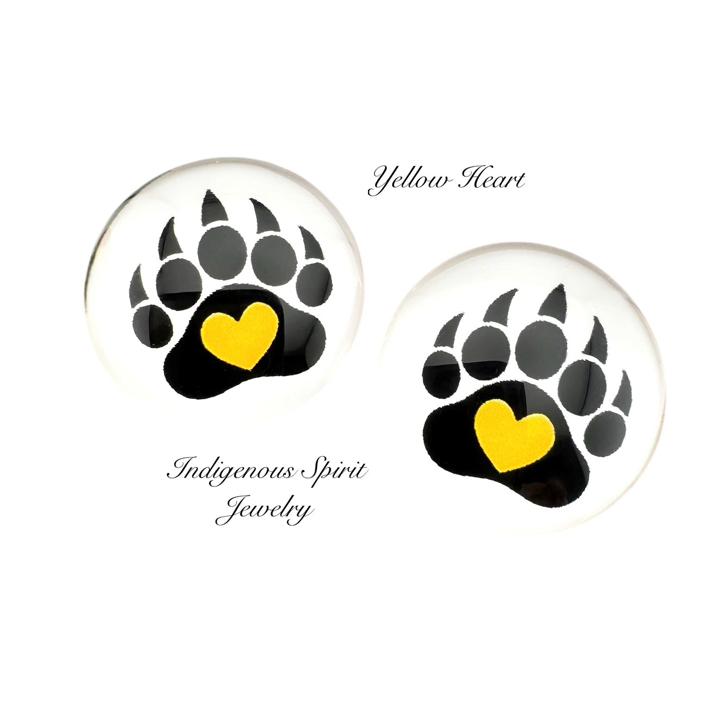 18mm Bear Paw with Hearts Glass Cabochons