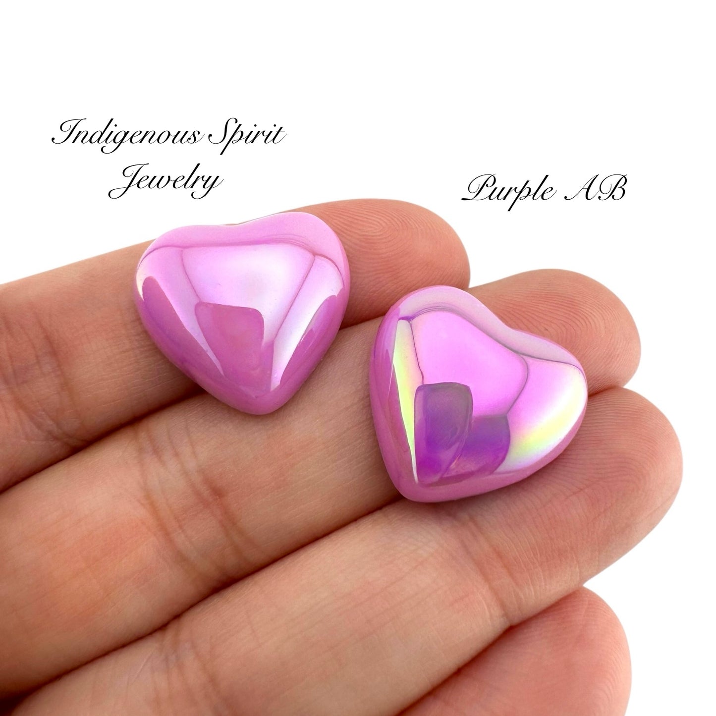 Holographic Heart Shaped Cabochons