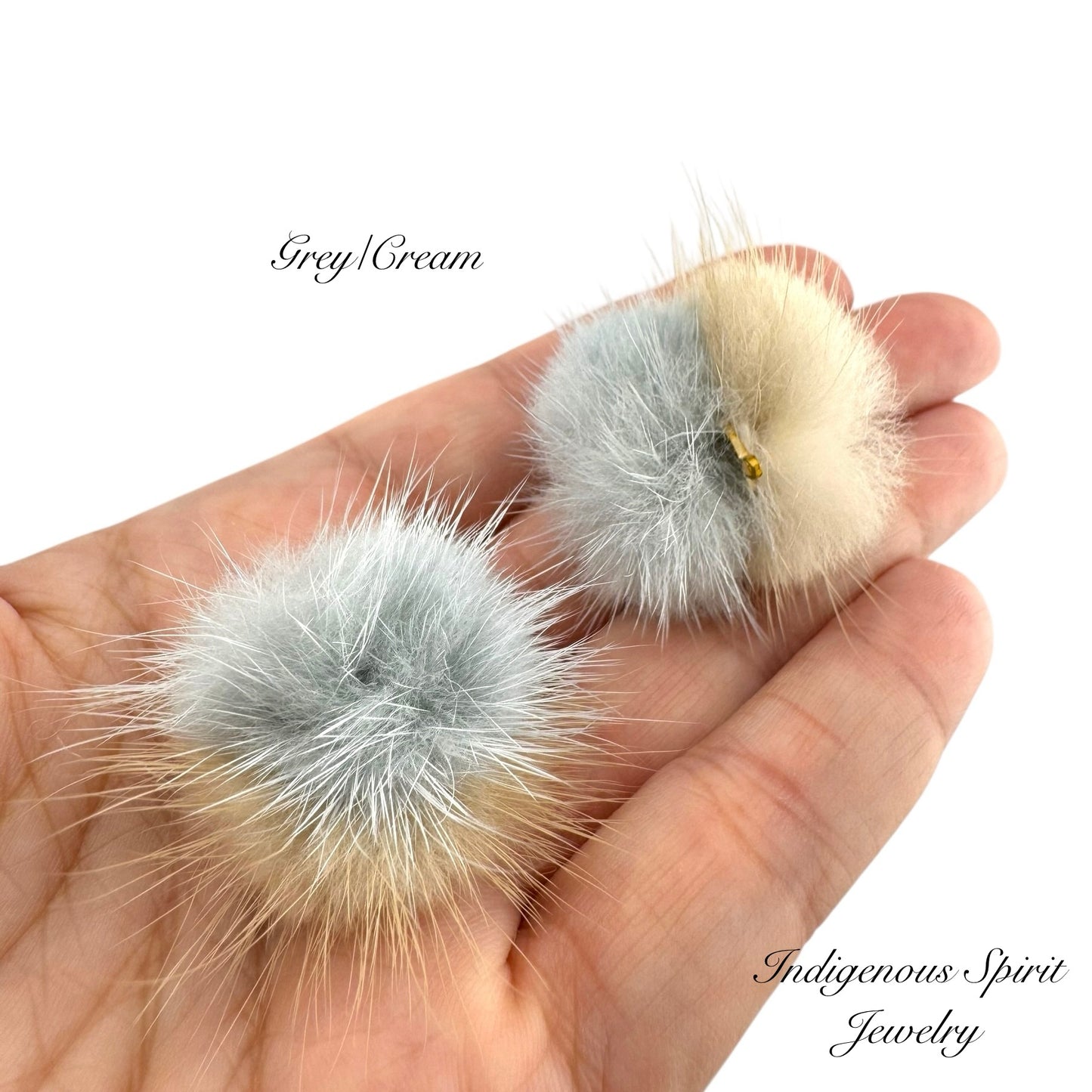 2 colour - Mink Fur Balls with Connectors