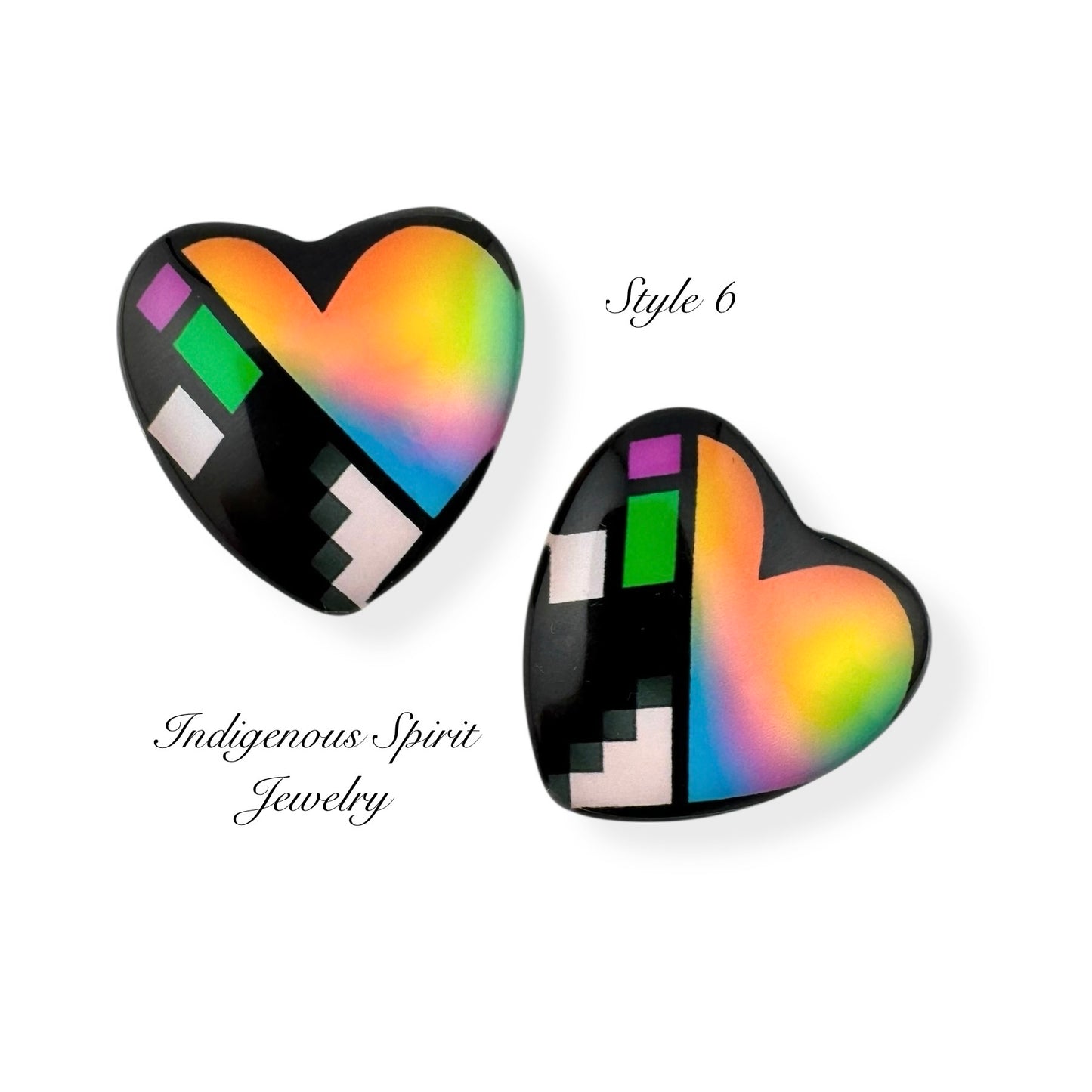 Limited edition - Slab Inlay Inspired Glass Heart Cabochons (clearance)