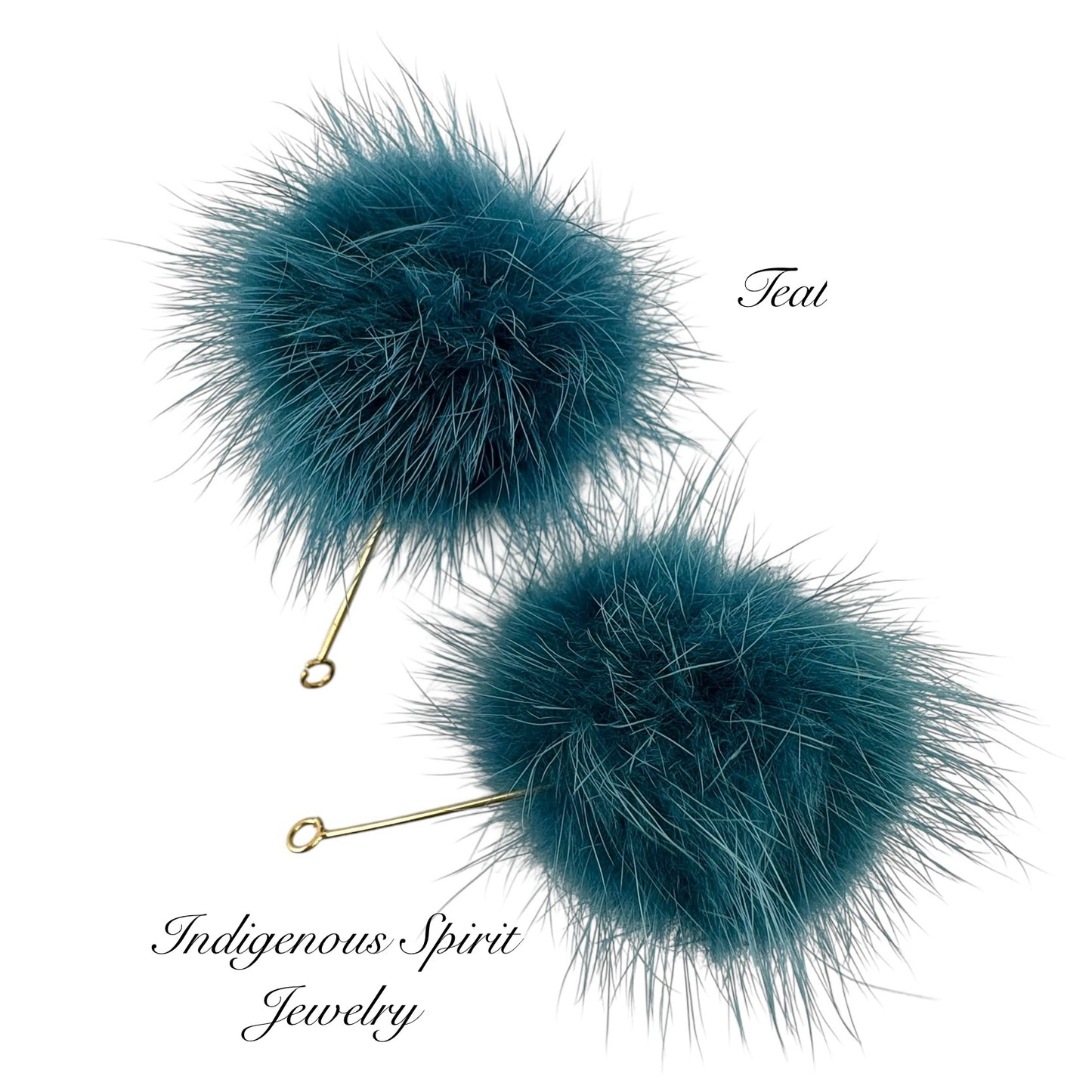 Mink Fur Balls on Long Eye Pins