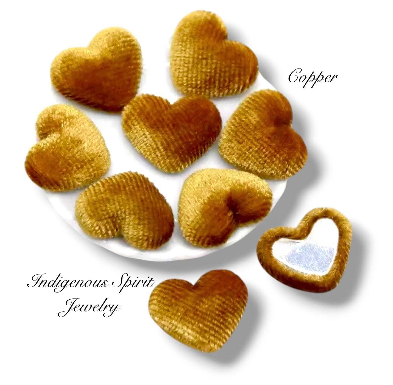 Velvet Heart Shaped Cabochons