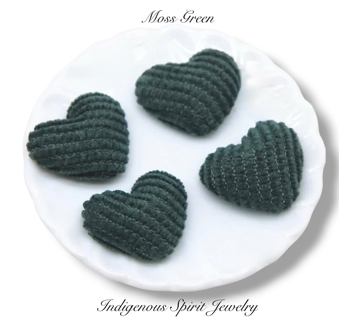 Corduroy Heart Flat Back Cabochons