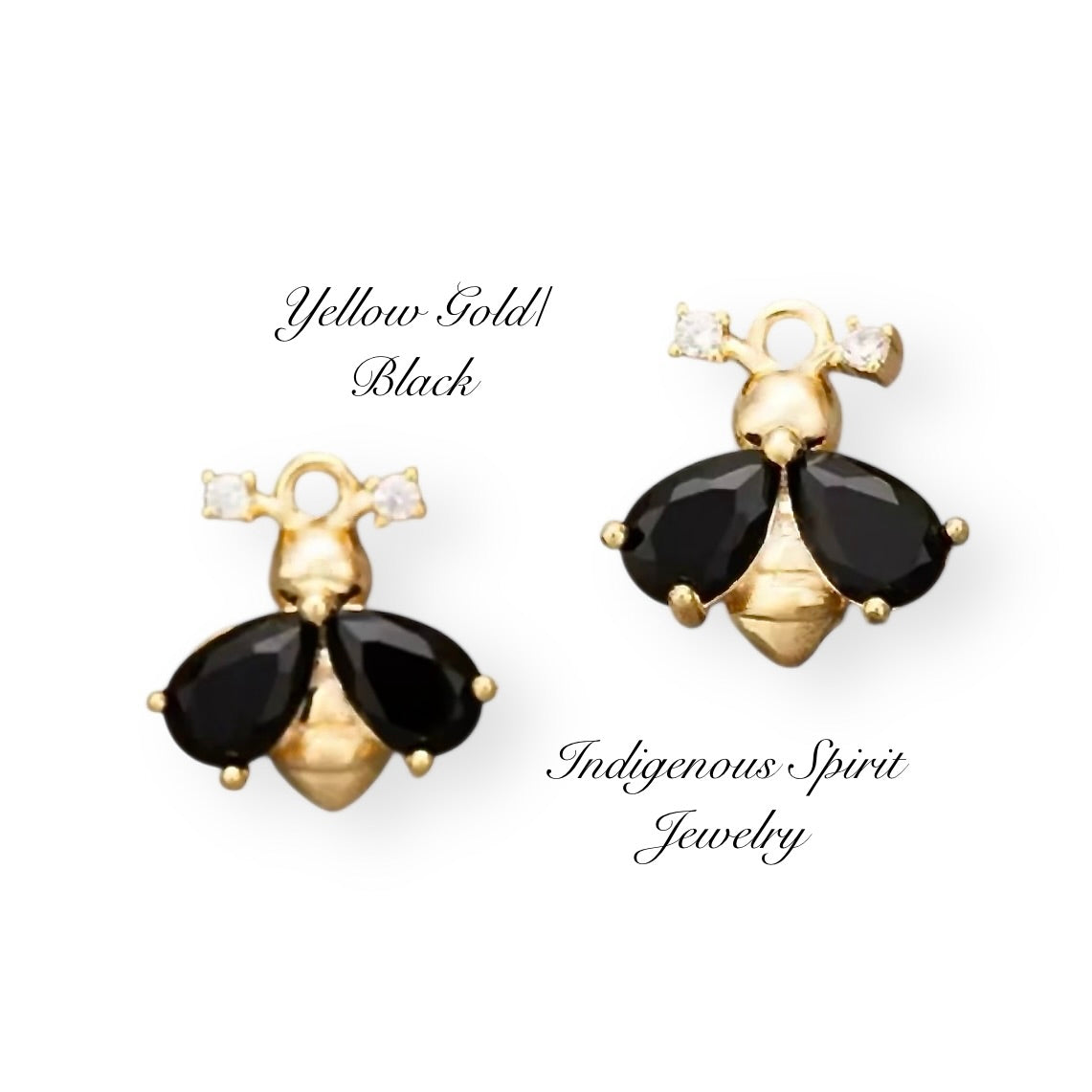 18k Gold Rhodium Plated Bee Charms with Zircon Crystals