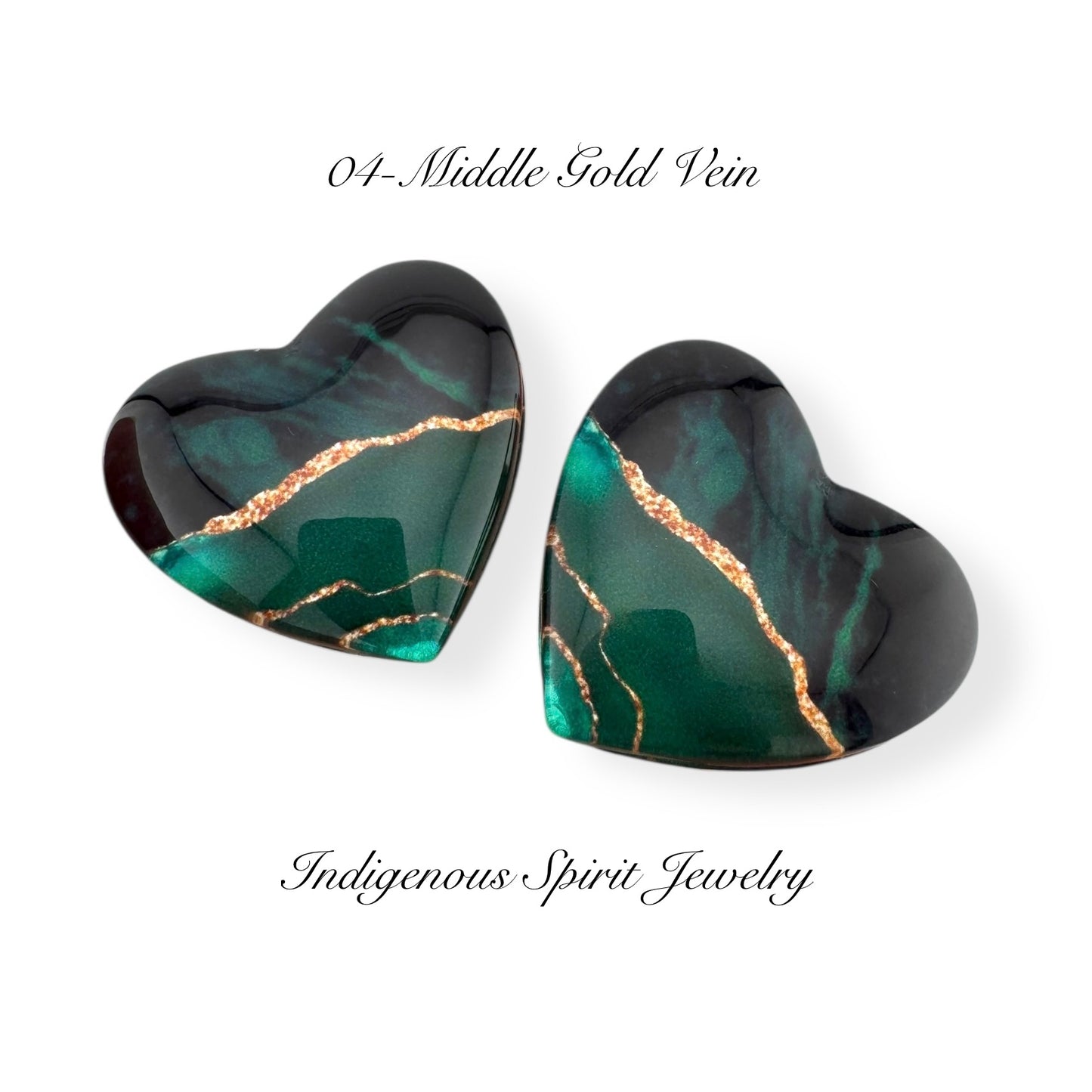 Glass Heart Flat Back Cabochons - Green Collection