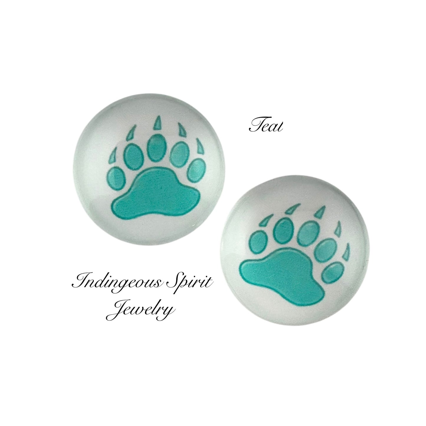Bear Print Glass Cabochons (18mm)