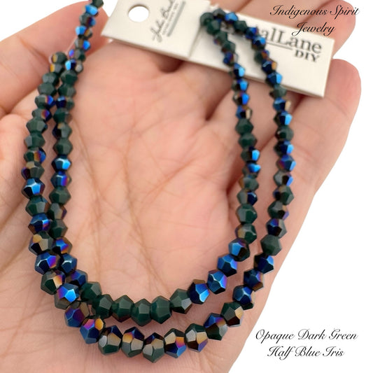 4mm Opaque Dark Green Half Blue Iris - Crystal Lane