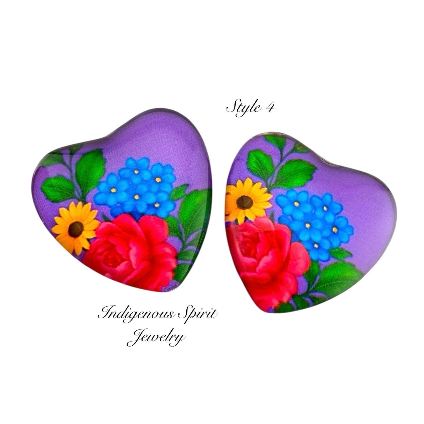 Kokum Scarf Glass Heart Cabochons