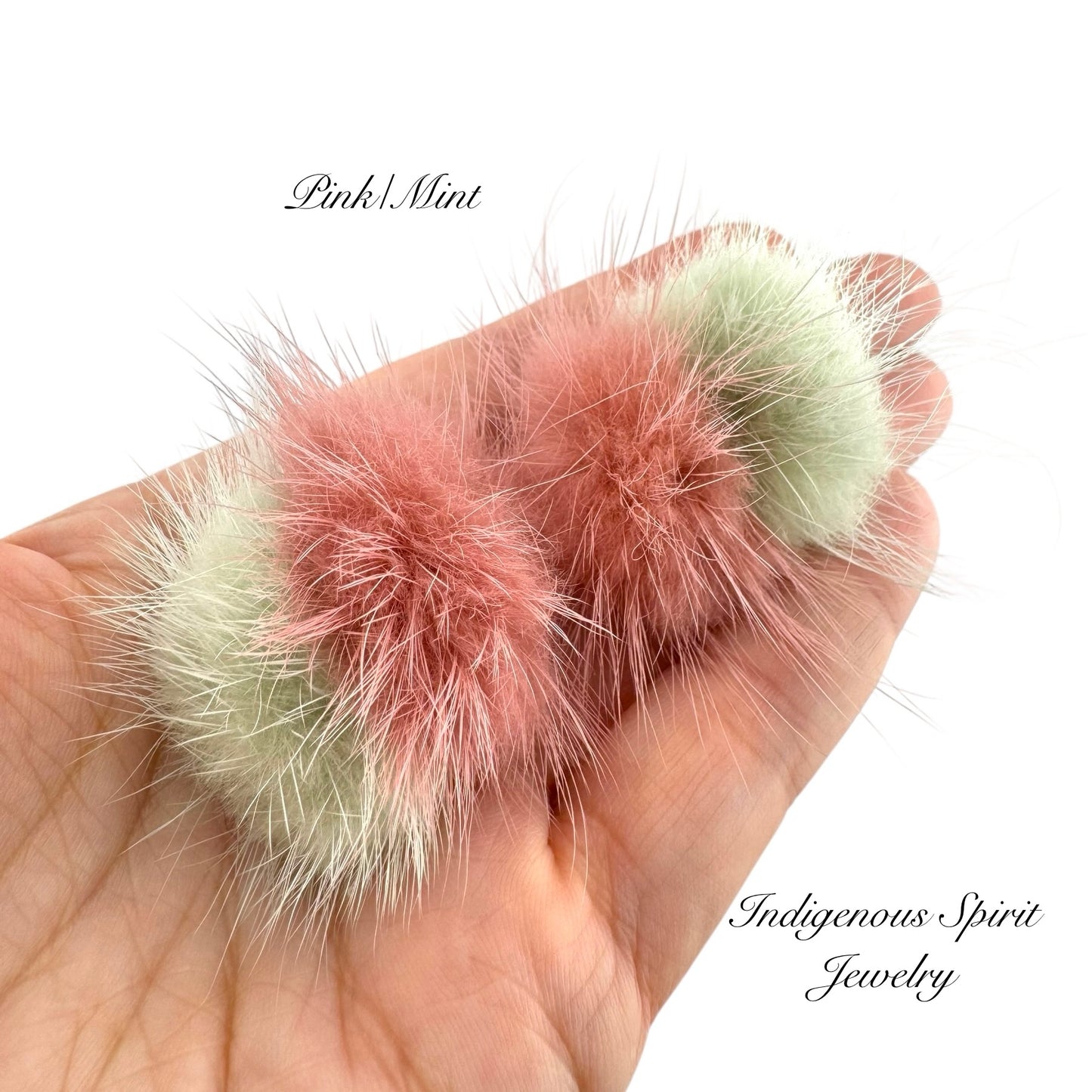 2 colour - Mink Fur Balls with Connectors