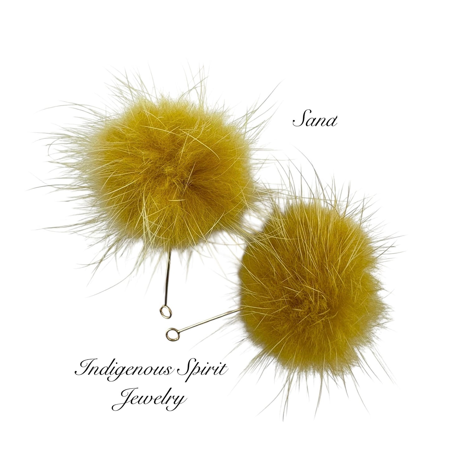Mink Fur Balls on Long Eye Pins